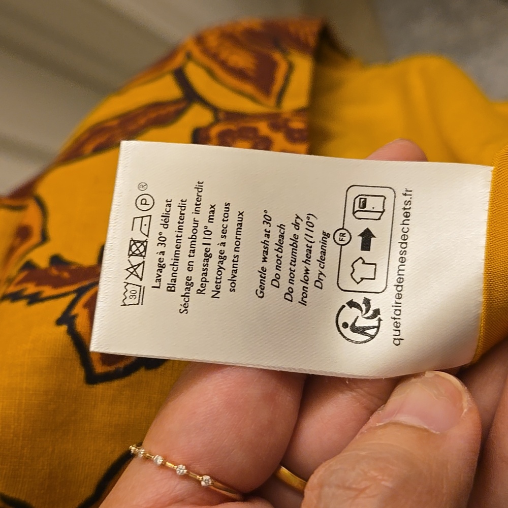 Sezane Pauline Floral Midi Dress- Flowers On Ochre Background - Picture 12 of 12